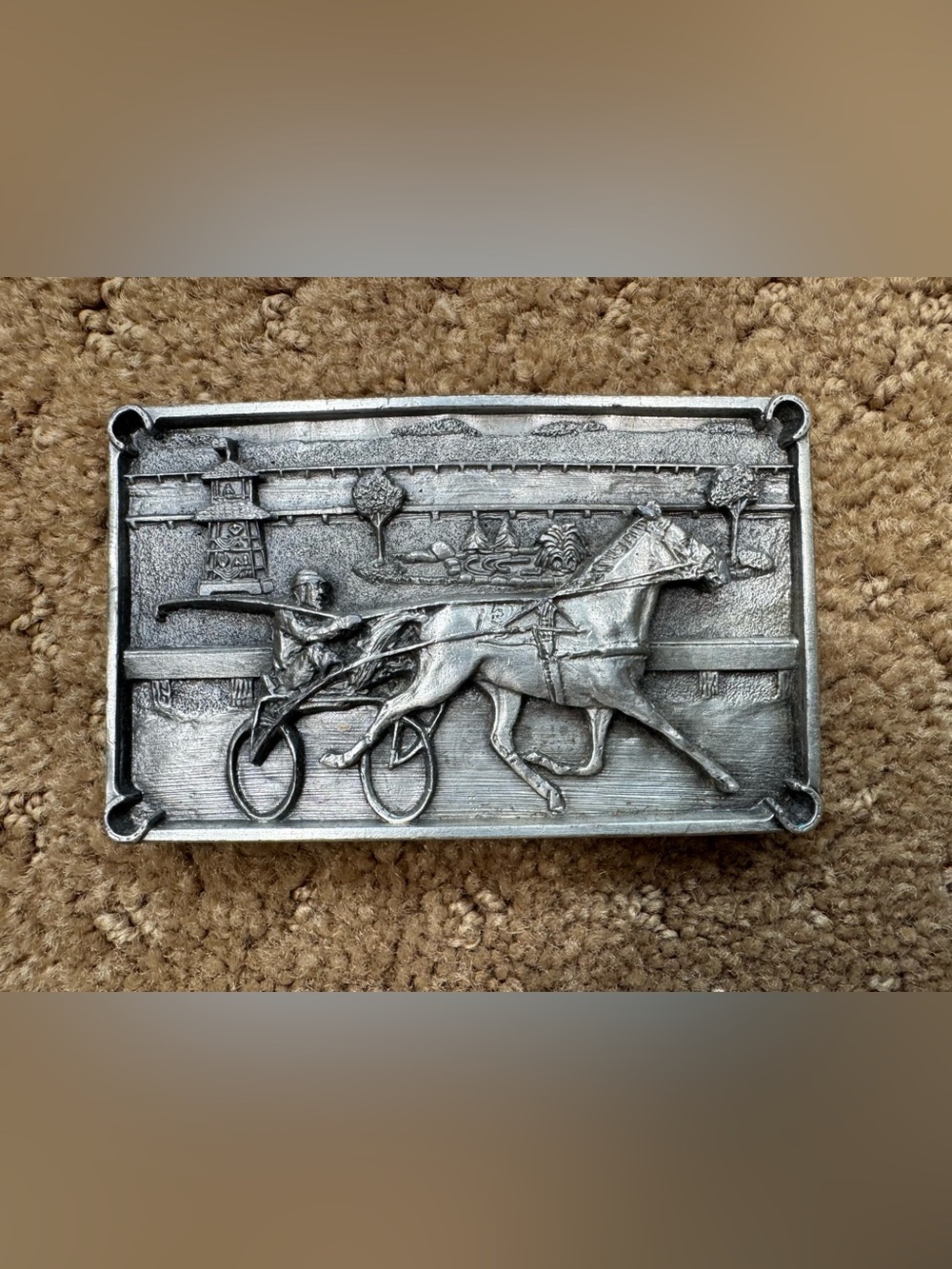 Vintage 1984 solid pewter belt buckle